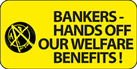 Bankers hands off our Benefits Sticker