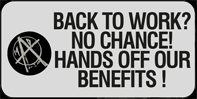 Bankers hands off our Benefits Sticker
